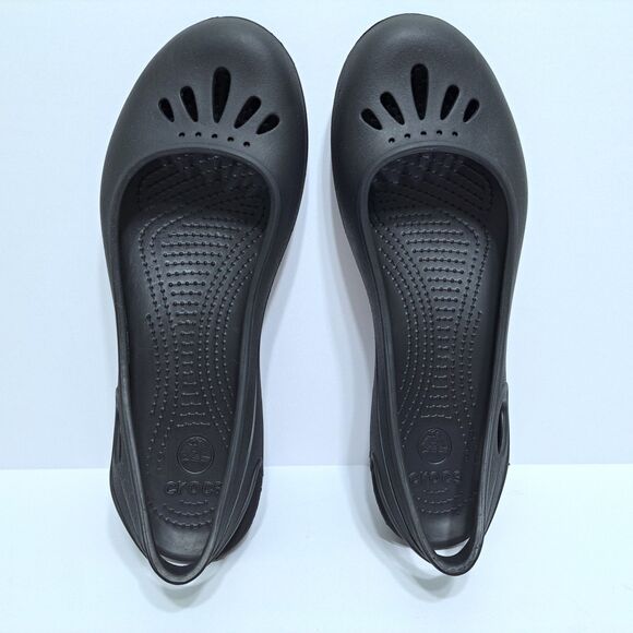 Crocs Women's 9 Thea Slingback Black Slip On Ballet Flat Comfort Shoes 11701 - Picture 8 of 10